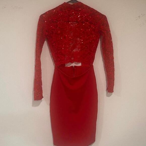 Fashion Nova Dress Red Small NWOT never worn Sexy Lace - Picture 1 of 5